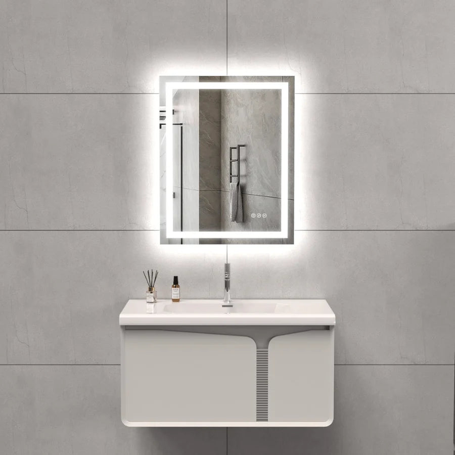 LED Bathroom Mirror 24x30 Inch Full Length Front & Backlit Vanity Mirror, Wall Mounted Anti-Fog Dimmable LED Makeup Mirror, IP54 3K-6K Warm/Natural/Daylight, Tempered Glass (Horizontal/Vertical) UL