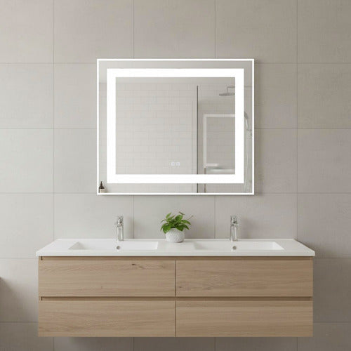 36x36 Inch LED Bathroom Mirror, Dimmable Anti-Fog Vanity Mirror with Front & Backlit Lights, Wall Mounted, IP54, Tempered Glass